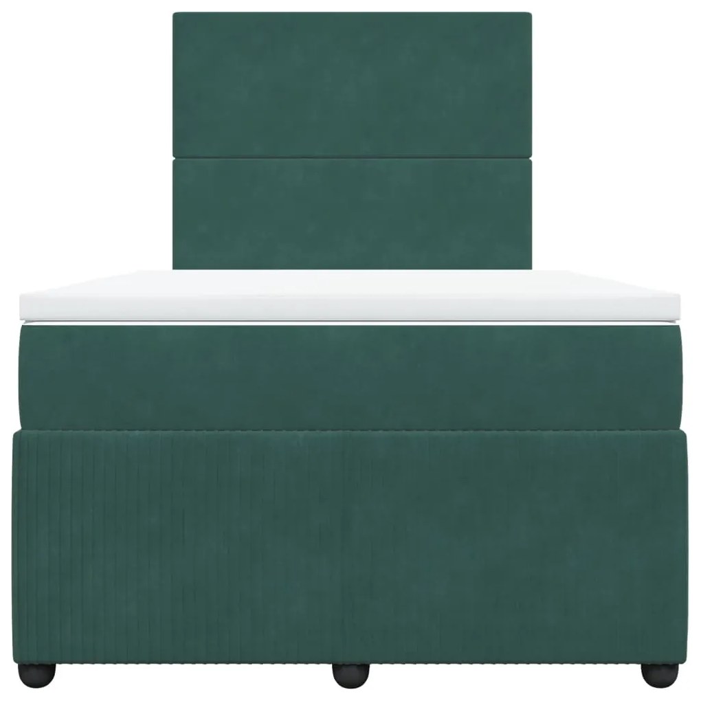 Cama boxspring com colchão 120x190 cm veludo verde-escuro