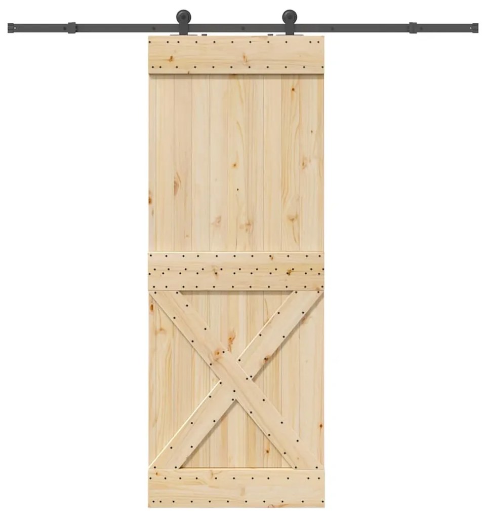 vidaXL Porta de correr com ferragens 85x210 cm madeira de pinho maciça