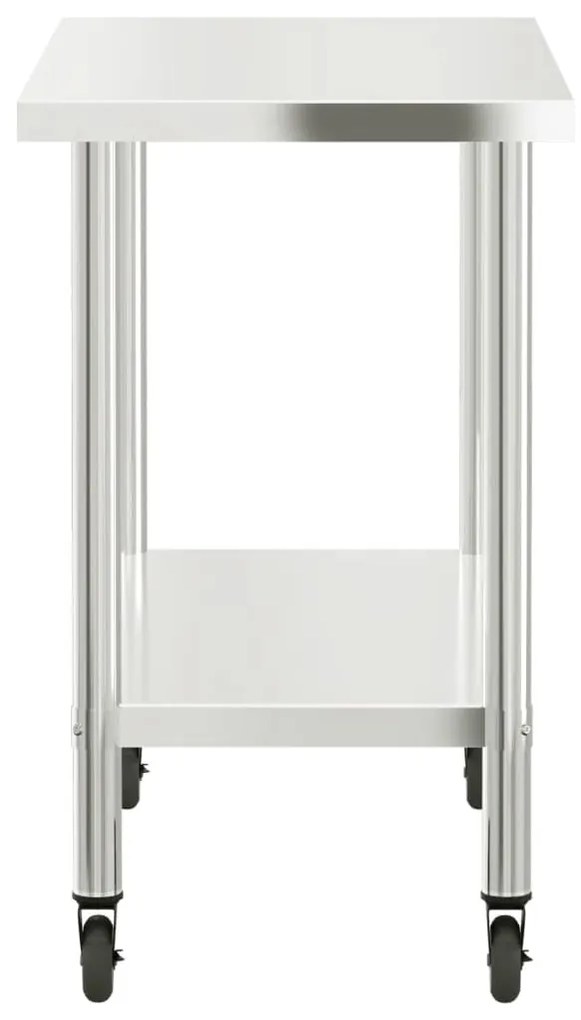 Mesa de trabalho de cozinha c/ rodas 110x55x85cm aço inoxidável