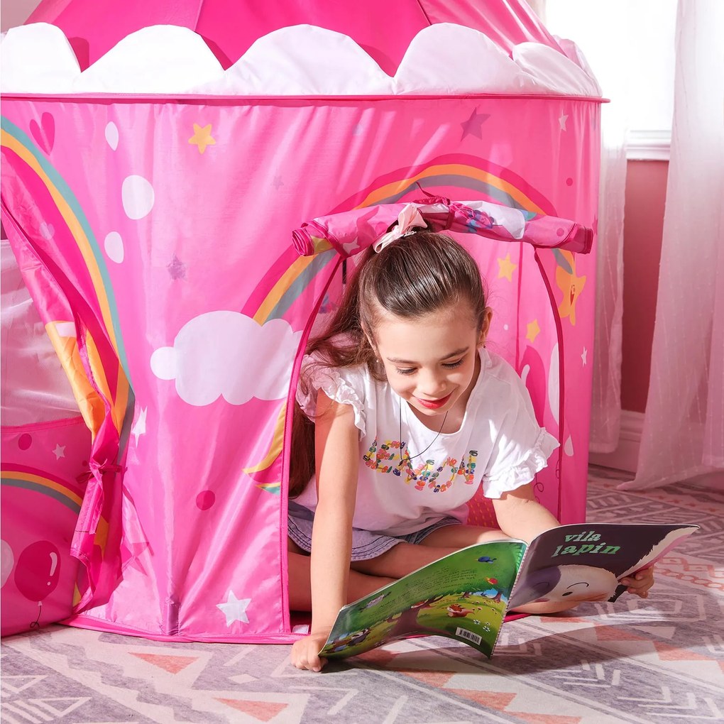 Tenda de brincar 3 em 1 para crianças Cor-de-rosa