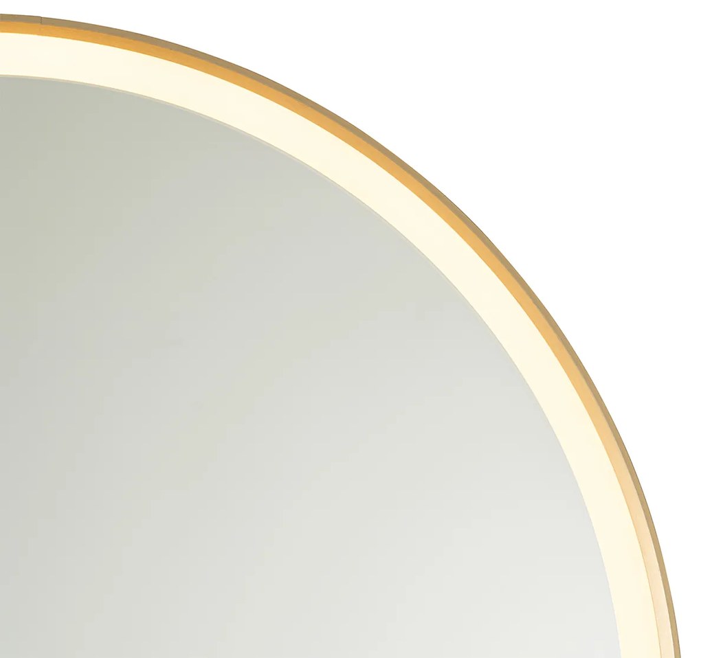 Espelho de casa de banho dourado 70 cm Incl. LED regulável em 3 níveis com toque redondo - Miral Moderno