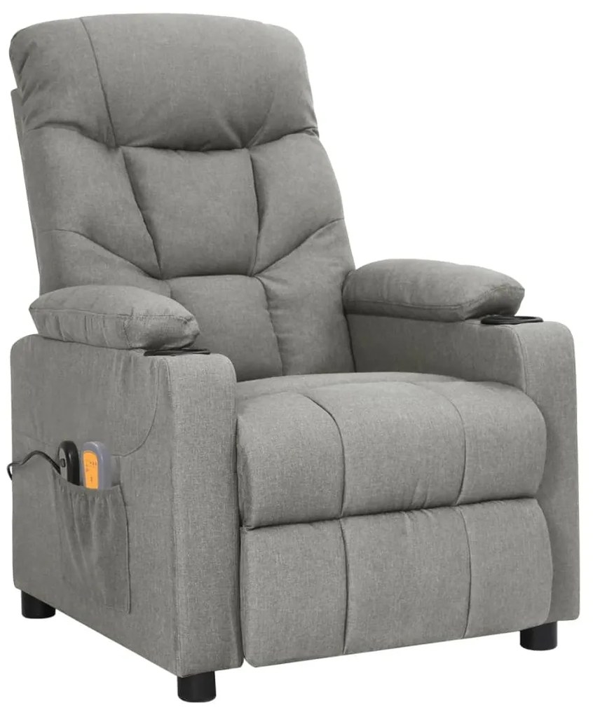 Poltrona de massagens elétrica tecido cinzento-claro
