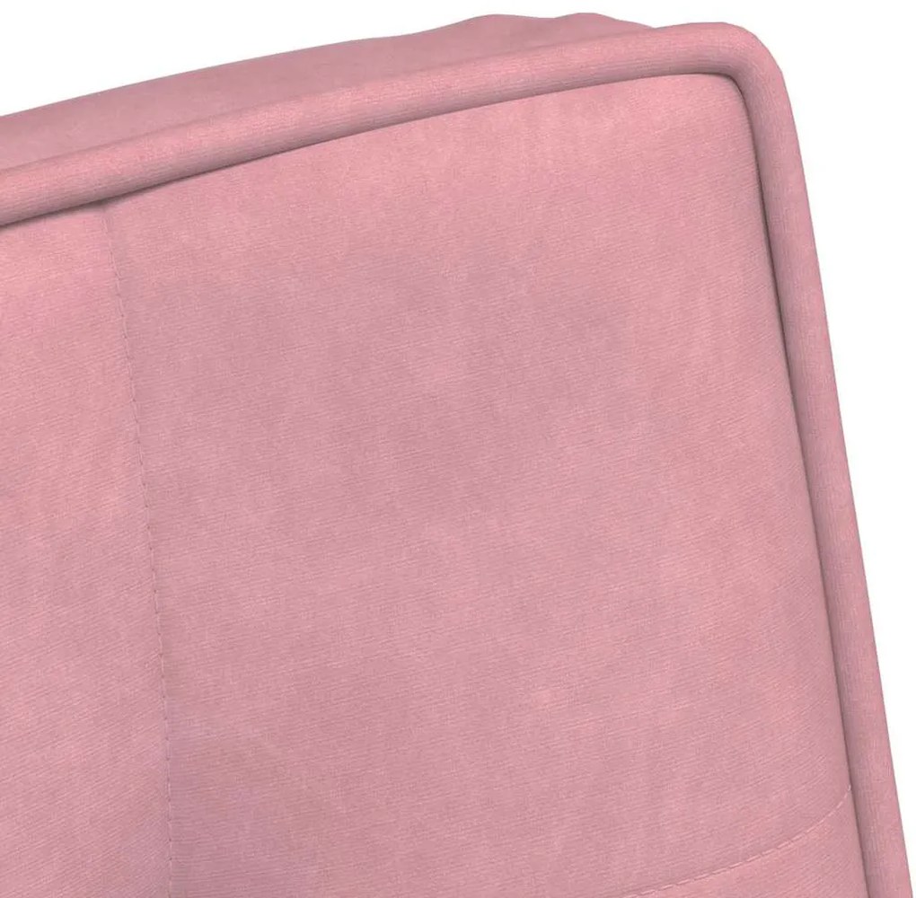 Cadeira de descanso com banco veludo rosa