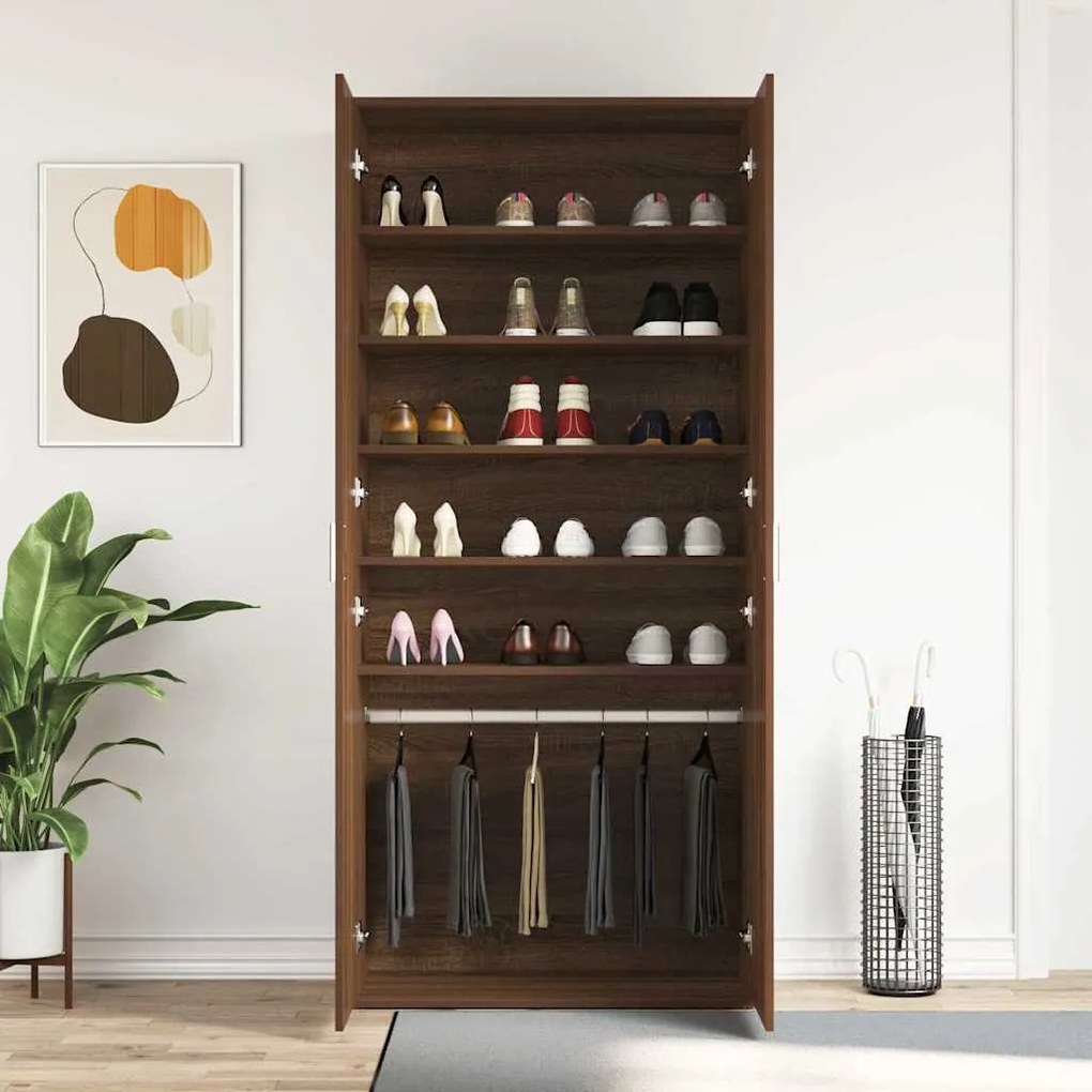 Cabide de Sapatos Carvalho Castanho 80x39x180 cm Madeira Engenharia