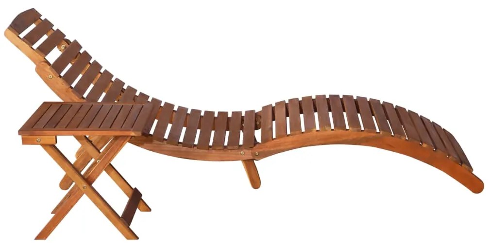 Espreguiçadeira com mesa madeira de acácia maciça castanho