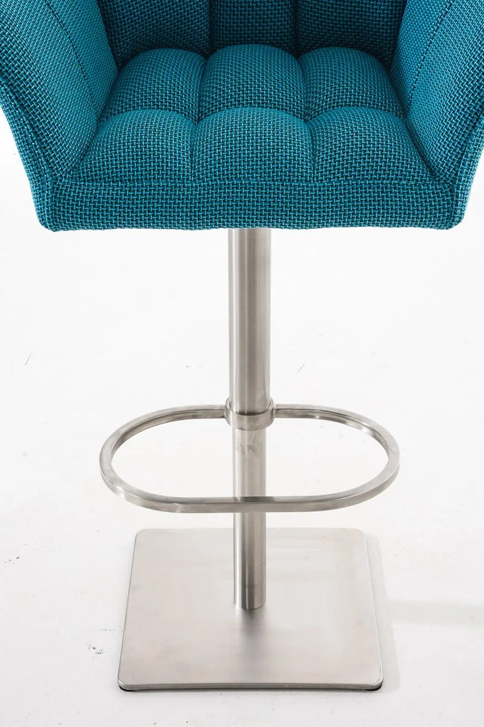 Banco de bar Damaso em tecido 64 x 88-113 x 45 cm Azul turquesa