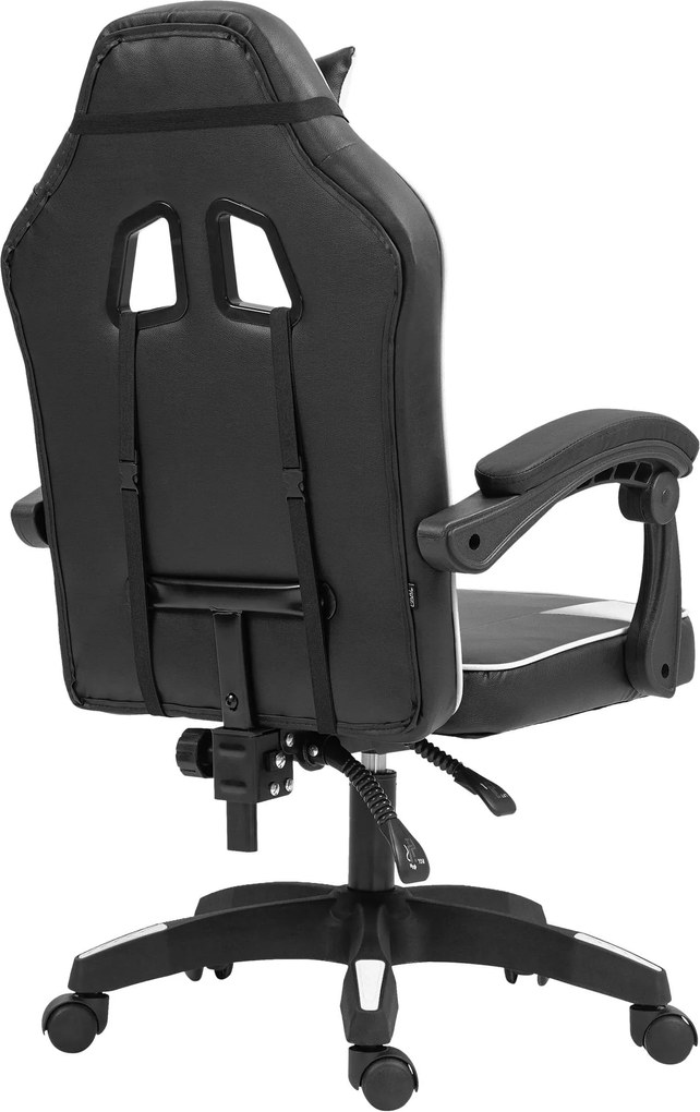 Cadeira de escritório em couro sintético preta e branca