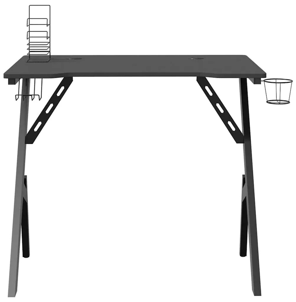 Secretária de gaming c/ pernas em forma de Y 90x60x75 cm preto