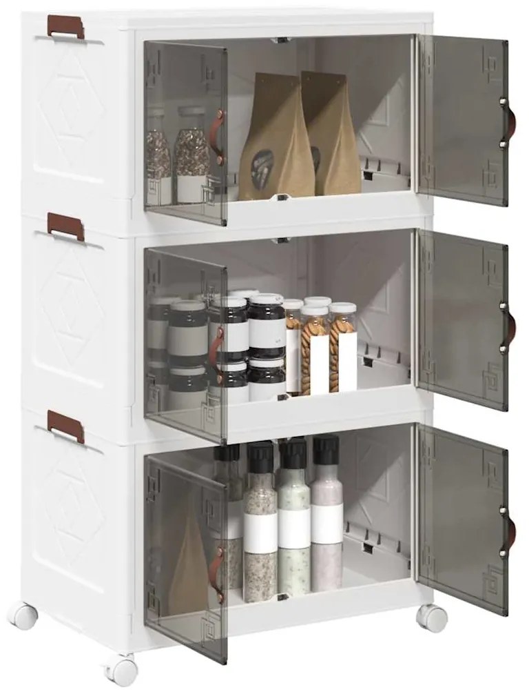 vidaXL Caixa arrumação empilhável rodas 3camadas 75L 64x39,5x110,5cm