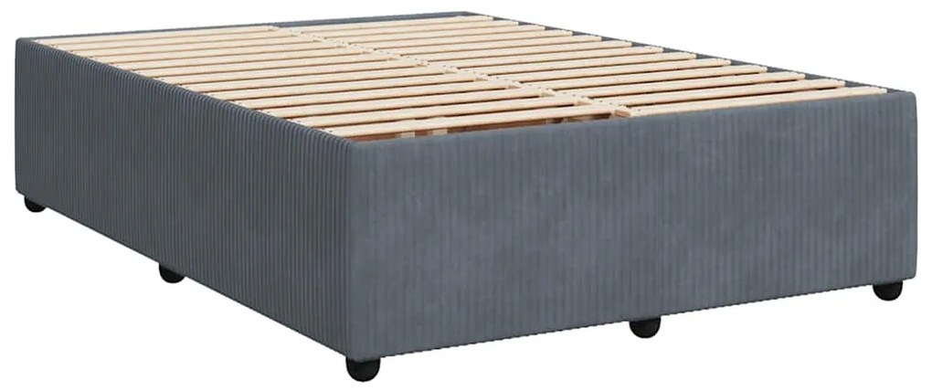 Cama com molas/colchão 140x200 cm veludo cinzento-escuro