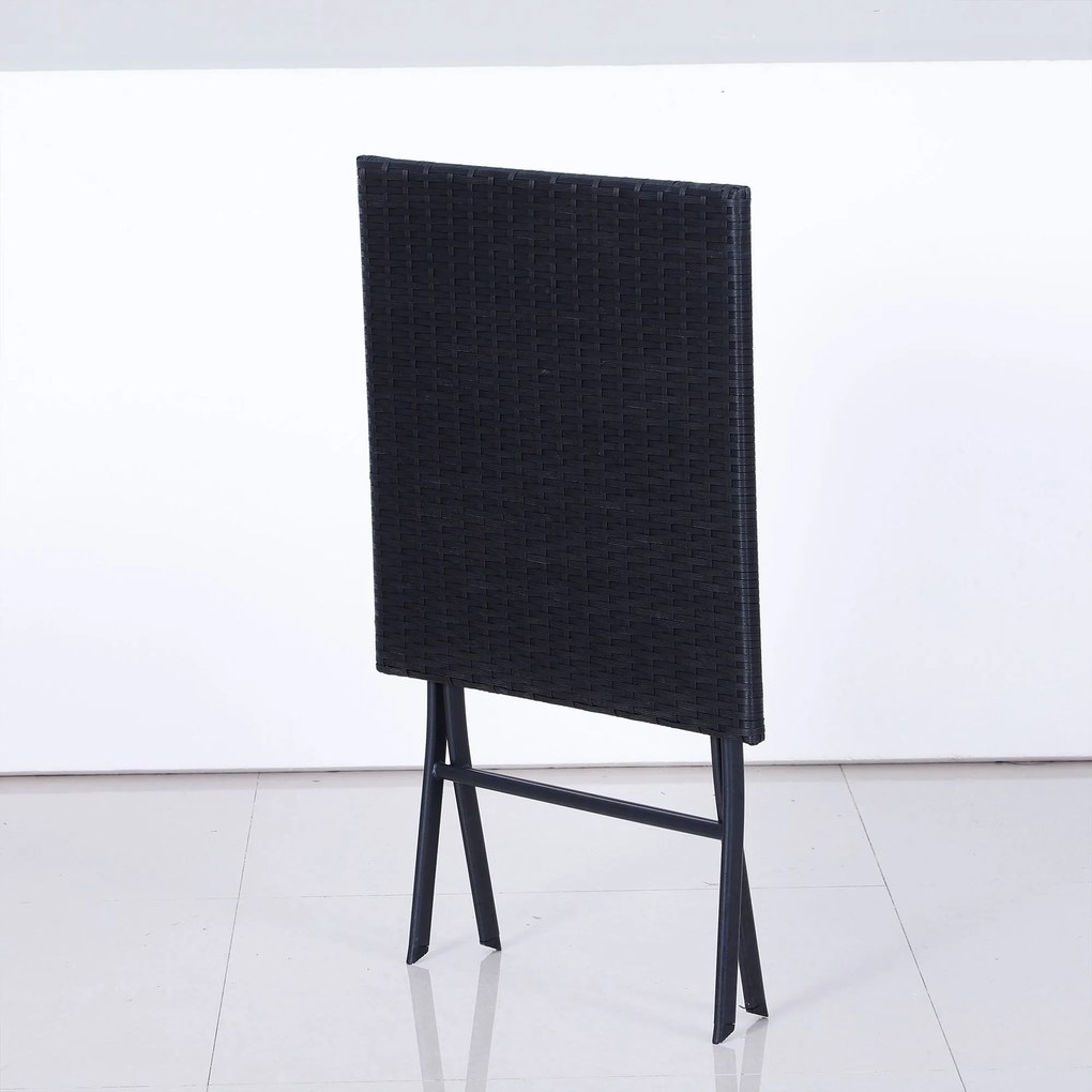 Conjunto de Jardim de Vime 3 peças Dobráveis Jogo de Mesa 60x60x72cm e