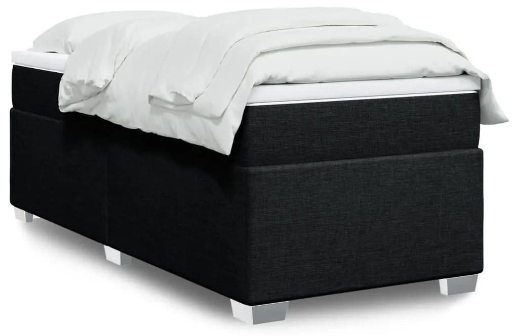 vidaXL Cama com molas/colchão 90x200 cm tecido preto