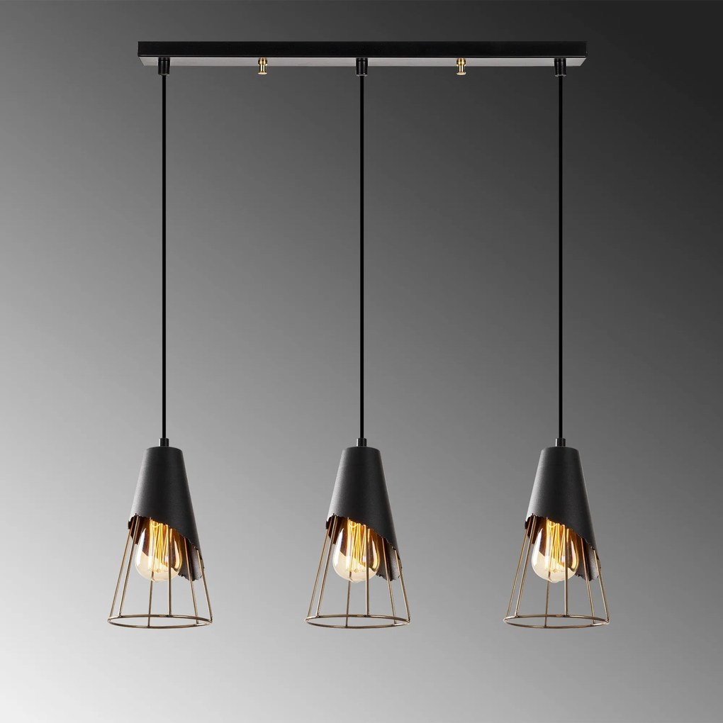 Candeeiro de Teto Sivani Tel – Preto – 67 x 17 cm