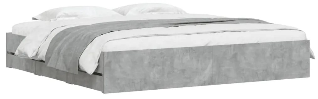 Estrutura de cama c/ gavetas derivados de madeira cinza-cimento