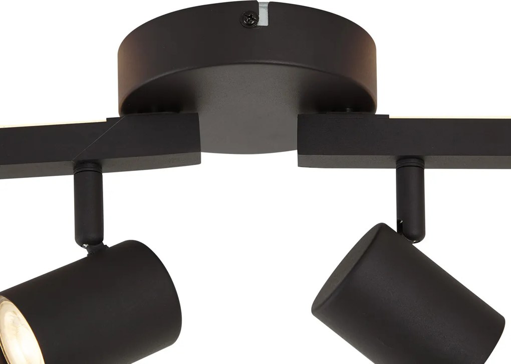 Foco de Teto Moderno Preto 6 Luzes GU10 50mm com Retroiluminação e Interruptor de 3 Posições - Back Up