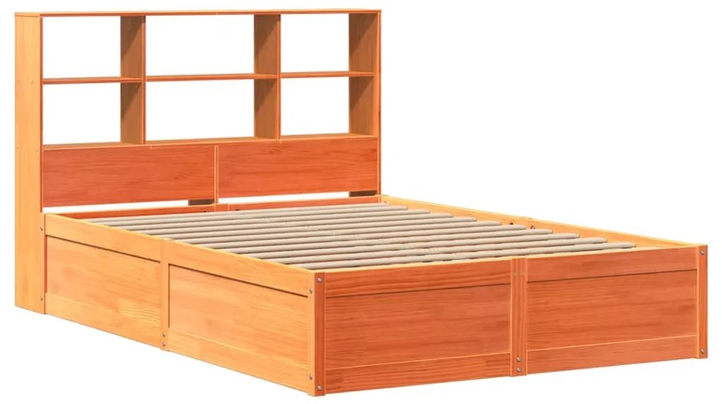 Cama sem colchão 140x200 cm madeira pinho maciça castanho-mel