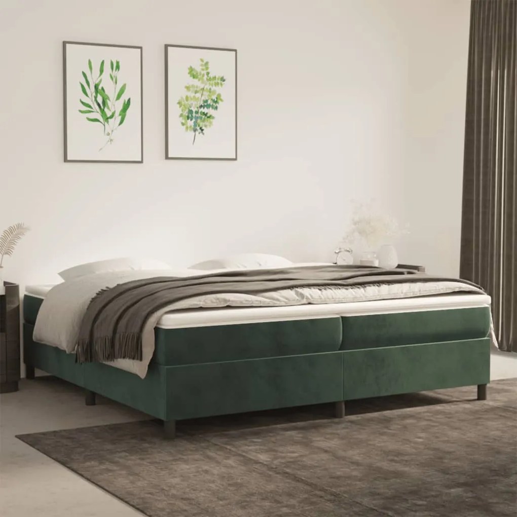 vidaXL Estrutura de cama sem colchão 200x200 cm veludo verde-escuro