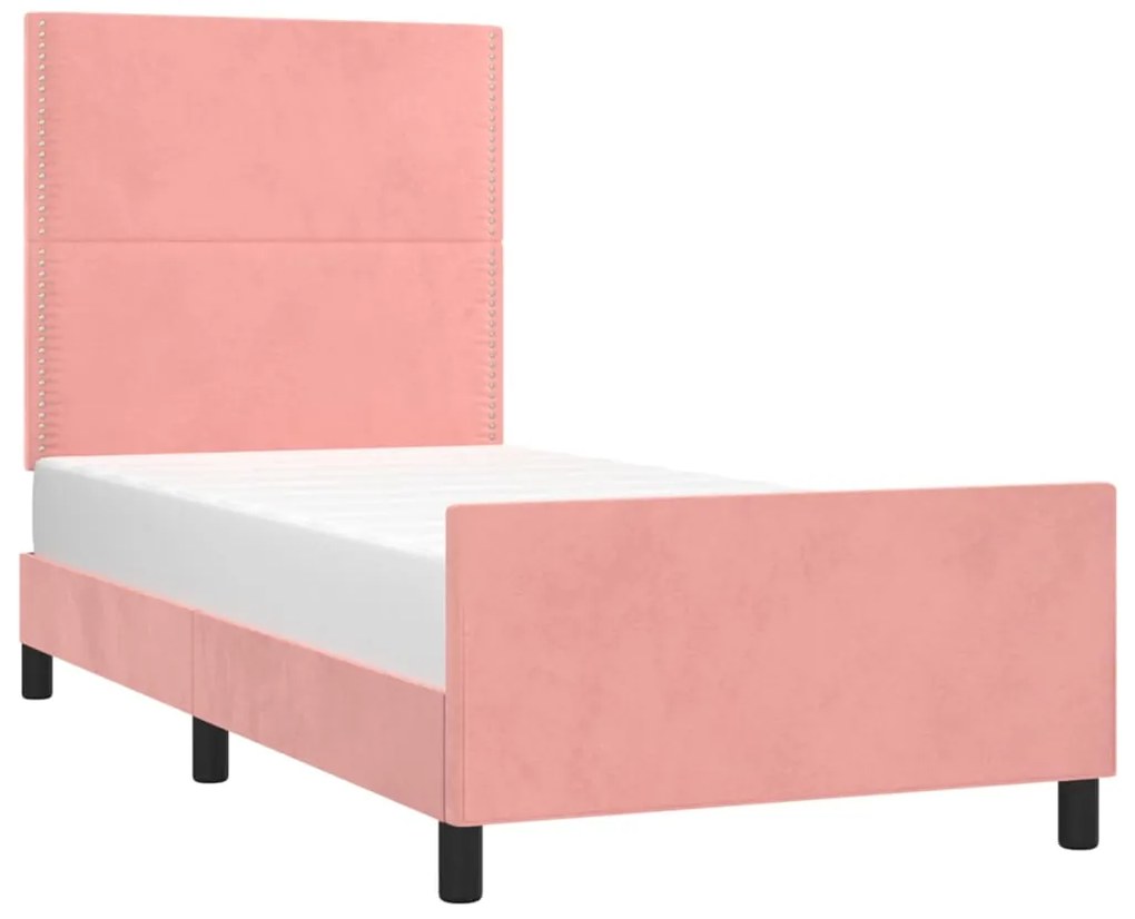 Estrutura de cama c/ cabeceira 80x200 cm veludo rosa