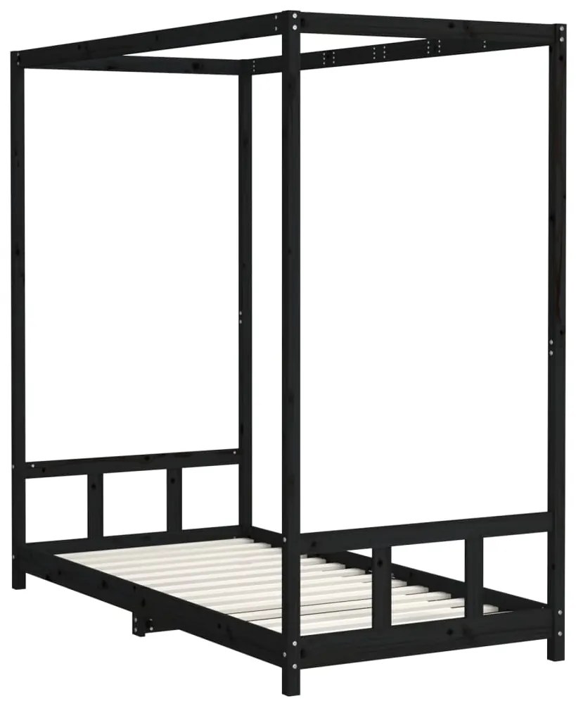 Estrutura de cama infantil 90x190 cm pinho maciço preto