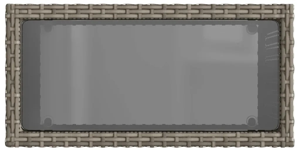Mesa de apoio jardim c/ tampo vidro 58x27,5x55 cm vime PE cinza