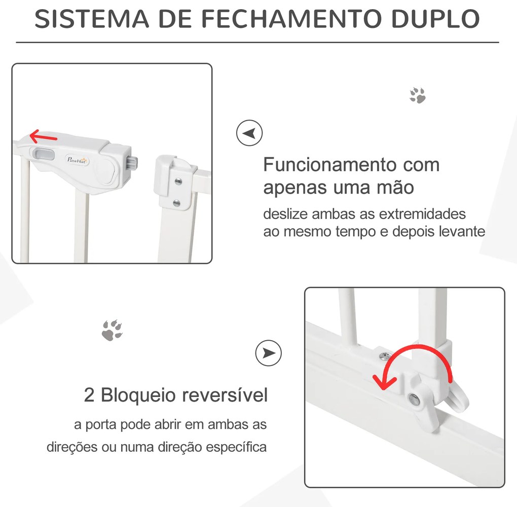 Barreira de Segurança Extensível para Portas e Escadas com Fecho Automático Sistema de Duplo Bloqueio 74x148-76cm Branco