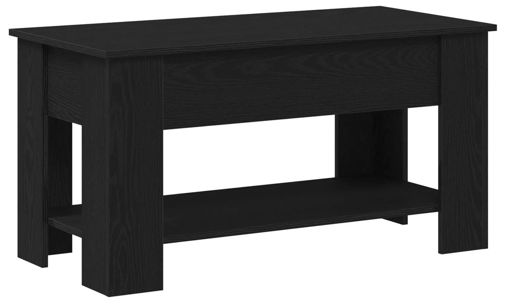 Mesa de Café de Carvalho Preto - 101x49x52 cm Feita de Madeira Reforça