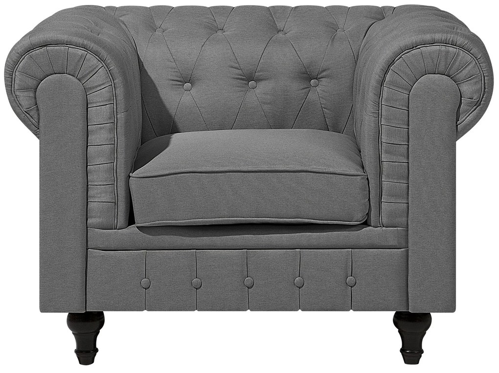 Conjunto de sofás com 4 lugares em tecido cinzento claro CHESTERFIELD BIG Beliani