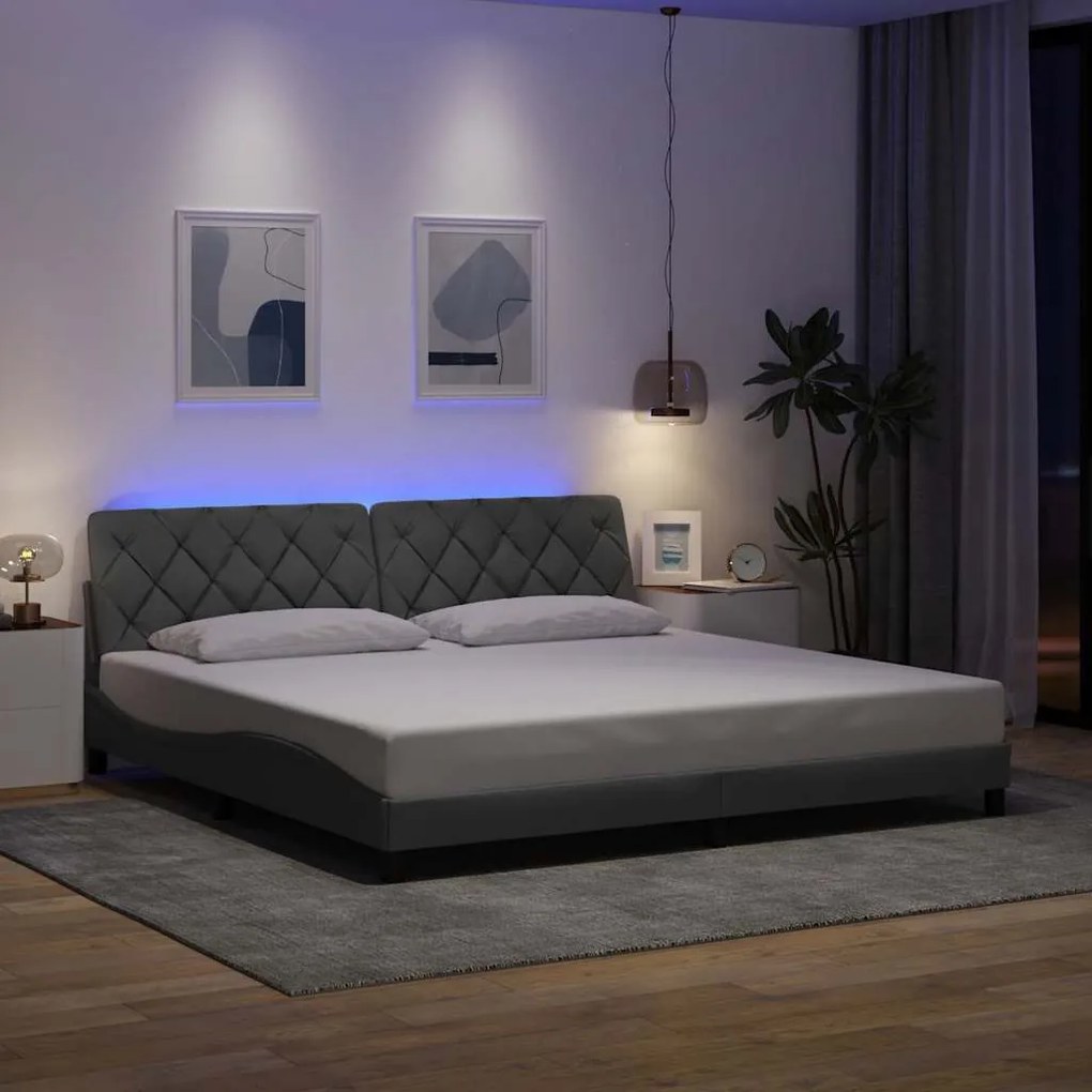 vidaXL Estrutura de cama com LED sem colchão 200x200 cm tecido