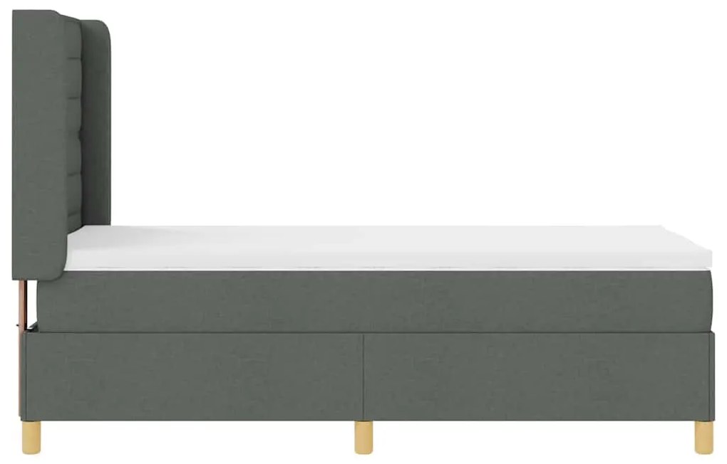 Cama box com colchão cinza escuro 80x200 cm em tecido