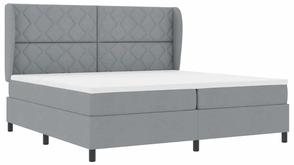 Cama Box com Colchão - Cinza Claro, 200x200 cm Tecido