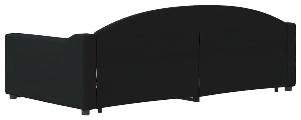 Sofá-cama com gavetão e gavetas 100x200 cm tecido preto