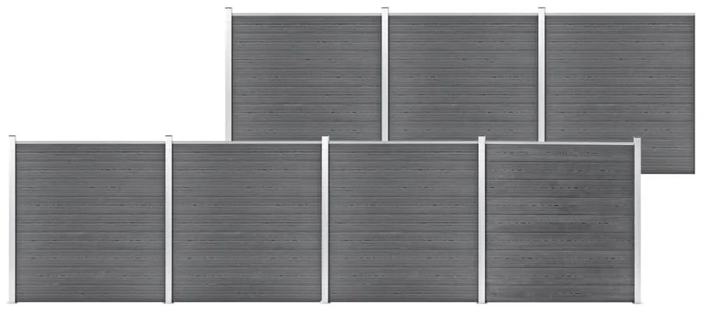 vidaXL Painel de vedação para jardim 1218x186 cm WPC cinzento