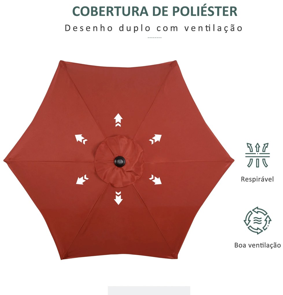 Chapéu de Sol de Jardim Ø2x2 m Chapéu de Sol com Mastro de Alumínio Ma
