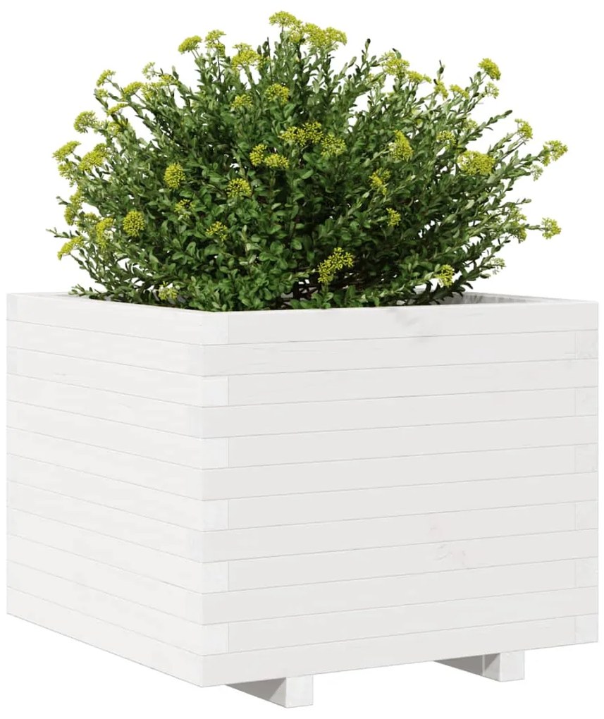 Vaso/floreira de jardim 60x60x49,5 cm pinho maciço branco