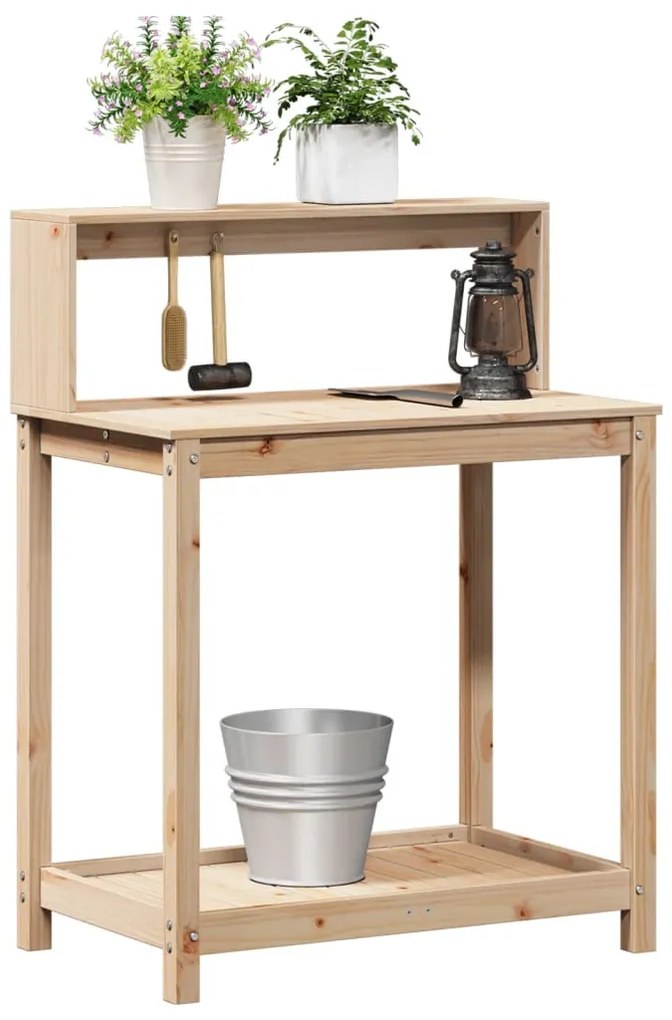 Mesa de jardinagem c/ prateleiras 82,5x50x109,5 cm pinho maciço