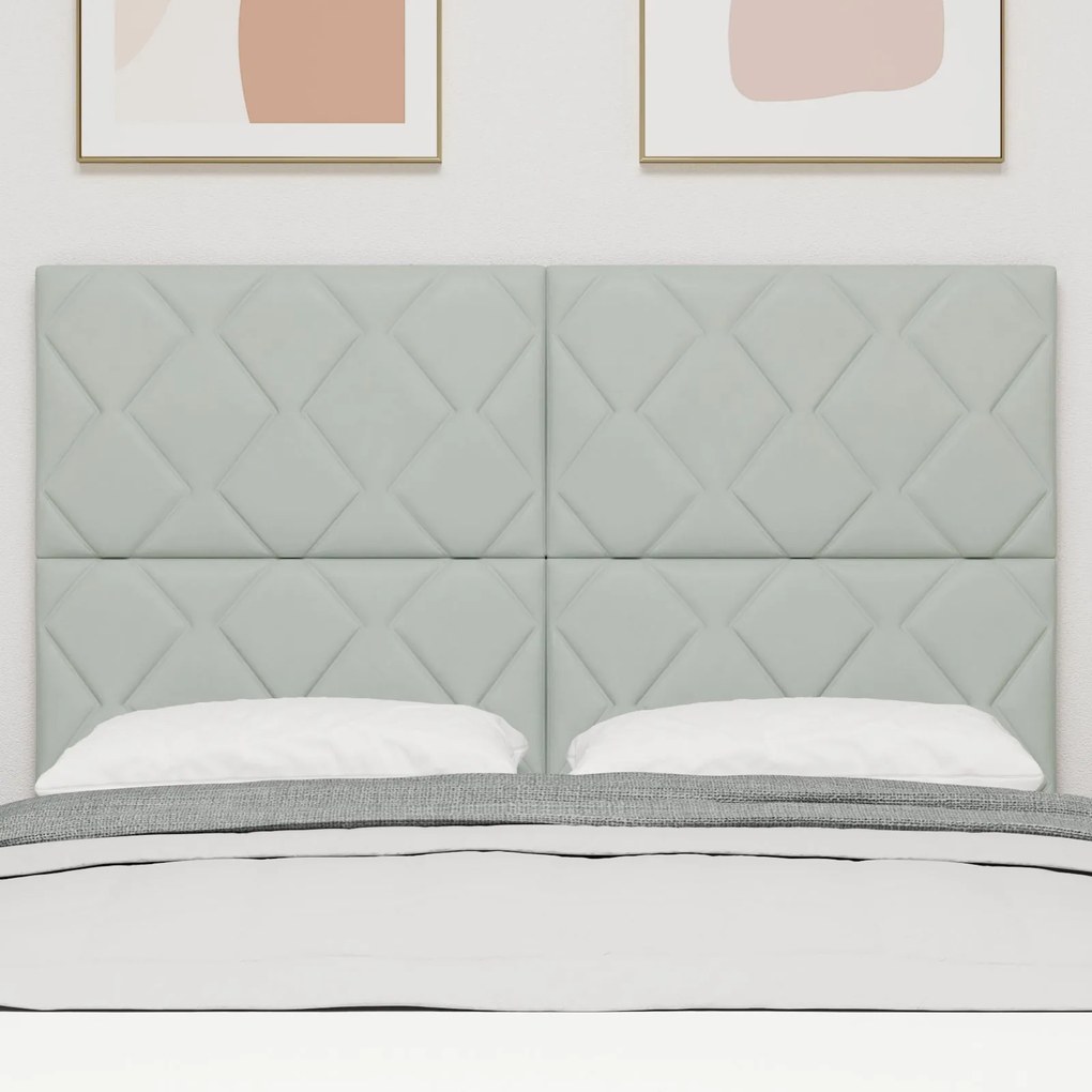 Cabeceira Design de Blocos de Diamante Cinza Claro 160 cm Veludo