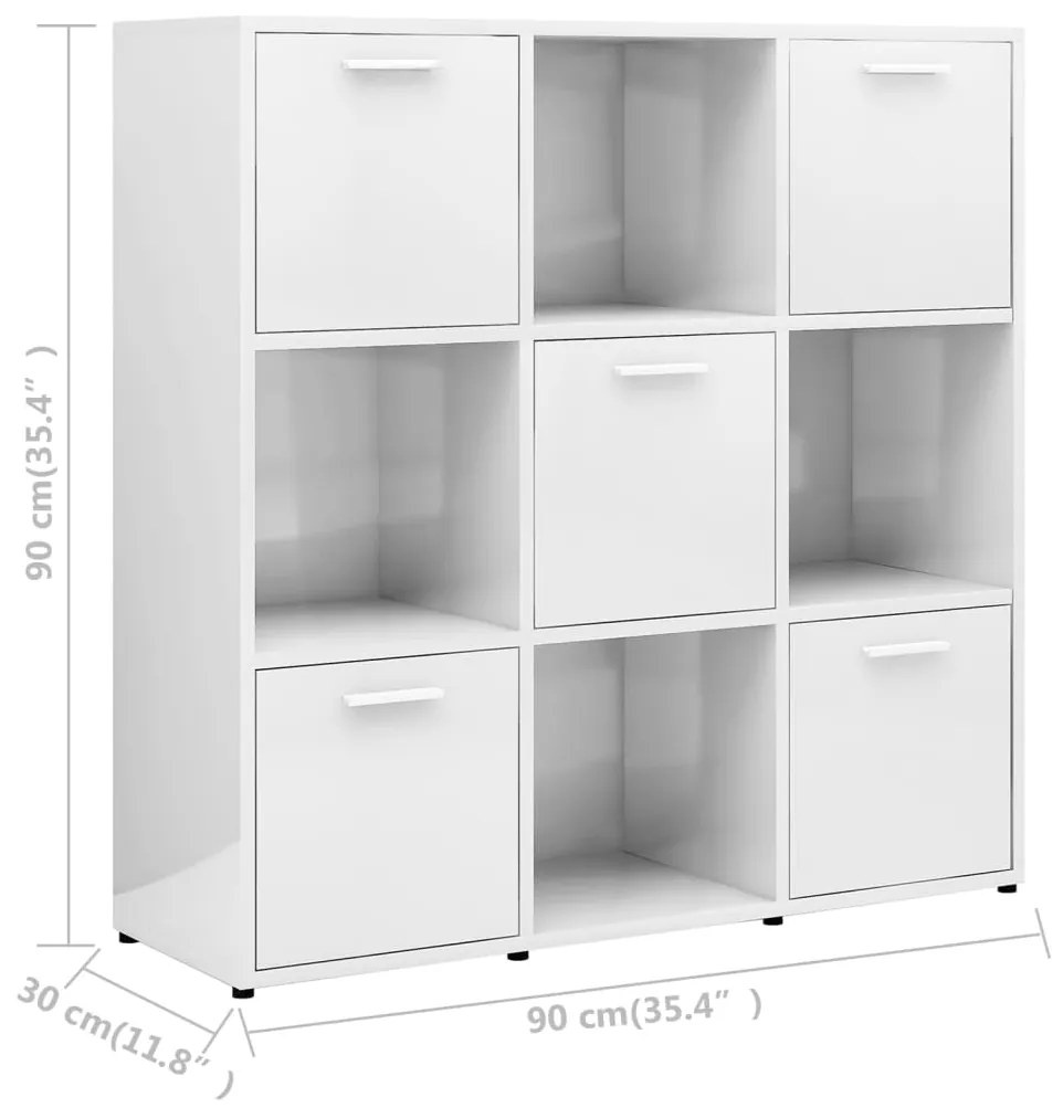 Estante 90x30x90 cm contraplacado branco brilhante