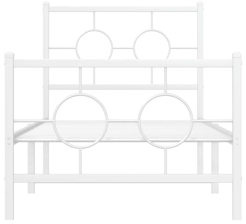 Estrutura de cama com cabeceira e pés 80x200 cm metal branco