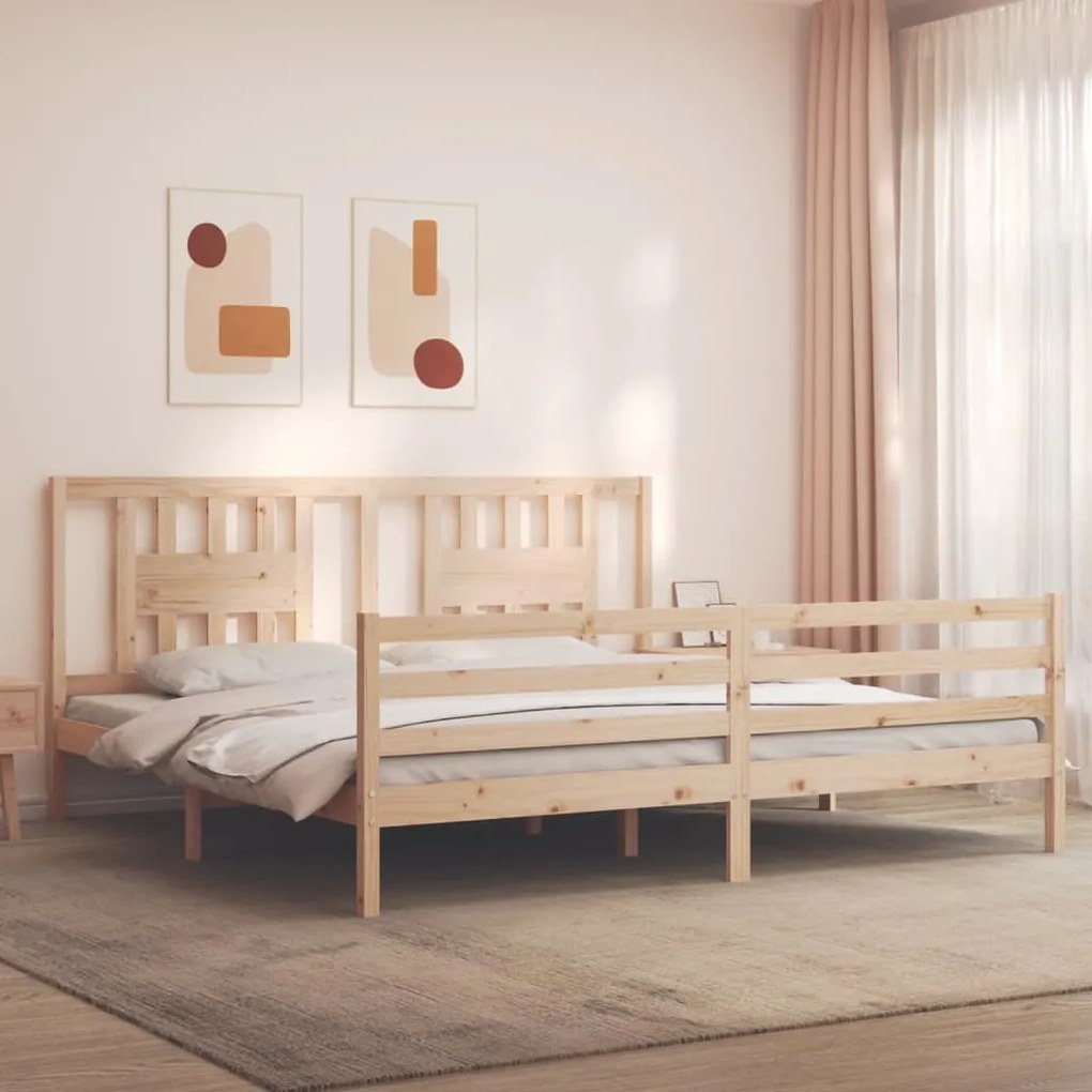 vidaXL Estrutura de cama com cabeceira 200x200 cm madeira maciça