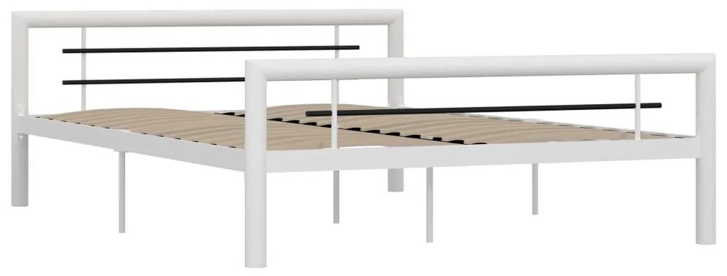 Estrutura de cama 140x200 cm metal branco e preto