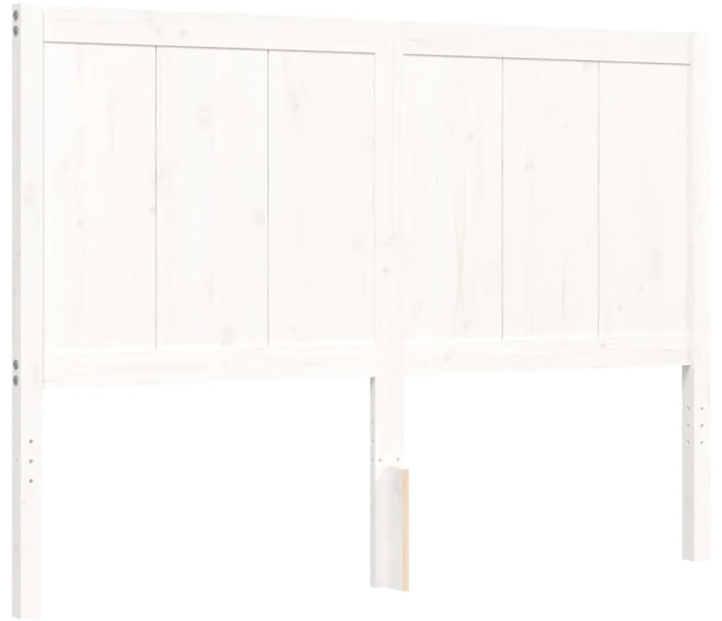 Estrutura de cama com cabeceira 140x190cm madeira maciça branco