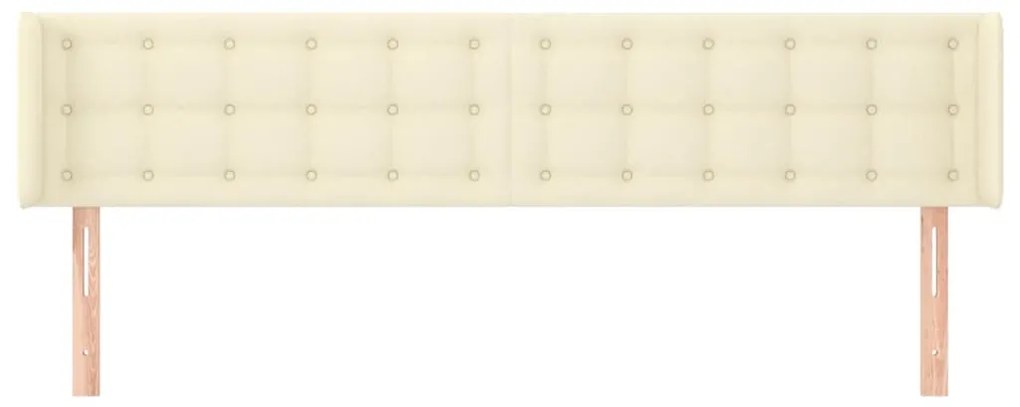 Cabeceira de cama c/ abas couro artificial 163x16x78/88cm creme