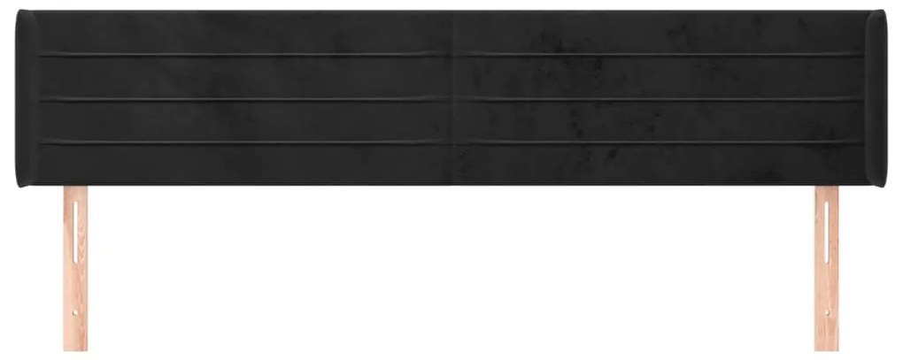 Cabeceira de cama c/ abas veludo 203x16x78/88 cm preto