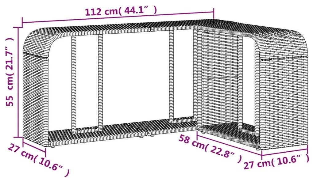 11 pcs conjunto sofás de jardim c/ almofadões vime PE castanho