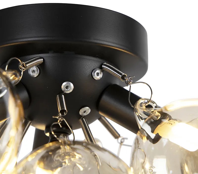 LED Plafond Inteligente Preto com Vidro Âmbar 3 Luzes incl. 3 Wifi G9 - Uvas Design