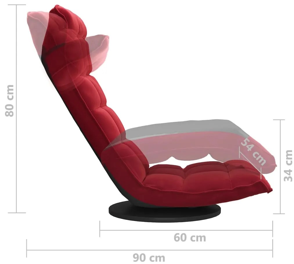 Cadeira de piso giratória veludo vermelho tinto