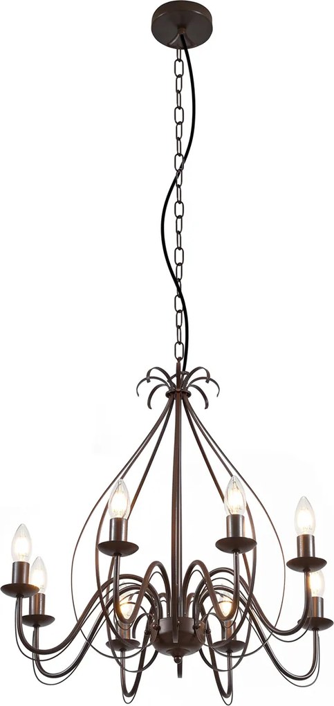 Candeeiro de candelabros inteligente castanho ferrugem 8 luzes incl. Wifi B35 - Giuseppe