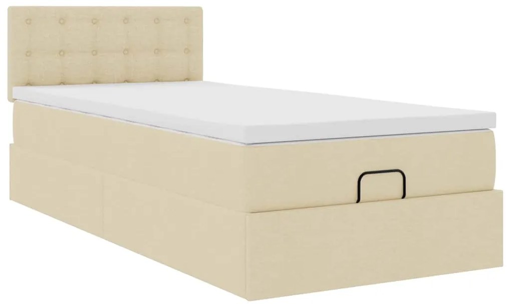 Cama otomana com colchão 100x200 cm tecido creme
