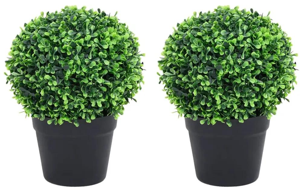 Plantas bolas de buxo artificiais c/ vasos 2 pcs 27 cm verde