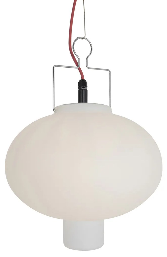 Candeeiro de suspensão exterior branco 35 cm com ficha vermelha IP44 - Pion Moderno